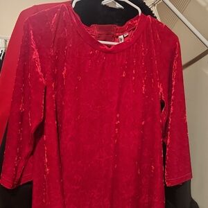 Luxery Line Bold Red Velvet Blouse - Elegant Women’s Evening Top